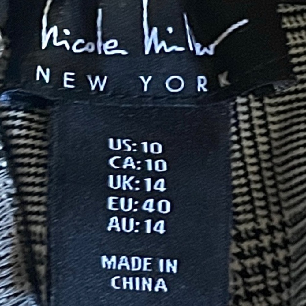 Nicole Miller New York Gray Plaid Pull On Comfy Crop Pants Size 10 - Picture 8 of 9